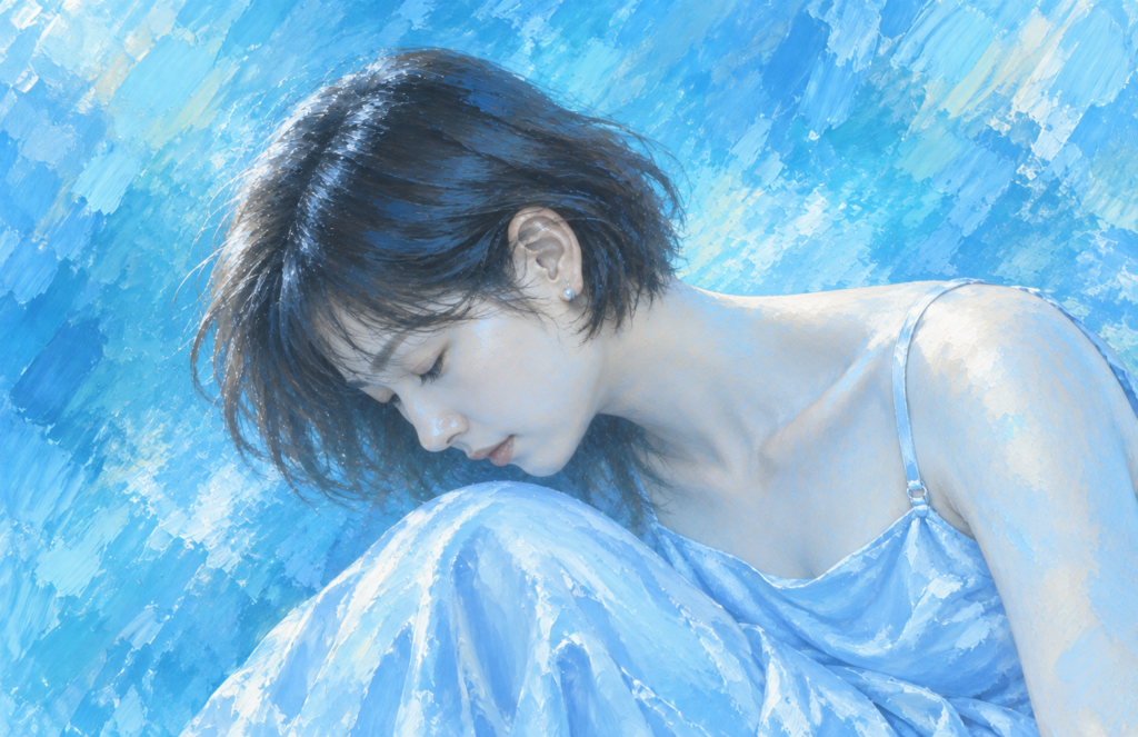 水色のオーラの女性